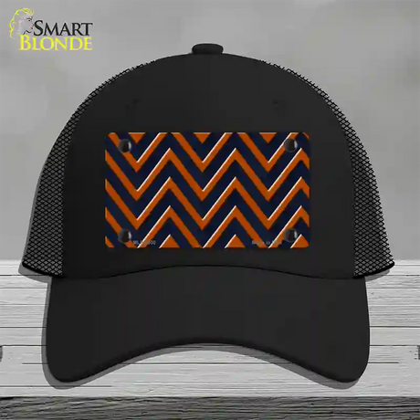 Orange Navy Blue Chevron Novelty License Plate Hat Mesh / Black