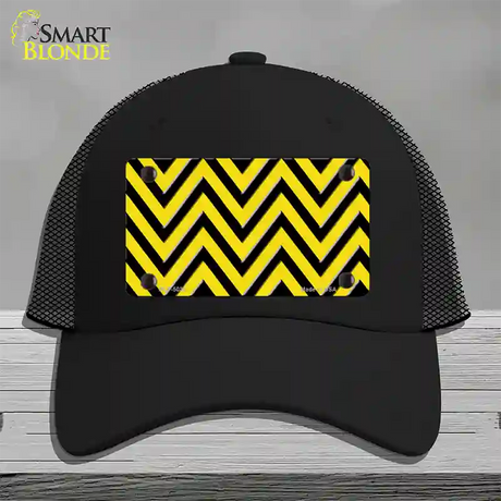 Yellow Black Chevron Novelty License Plate Hat Mesh / Black