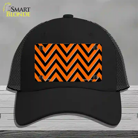 Orange Black Chevron Novelty License Plate Hat Mesh / Black