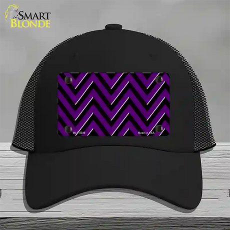 Purple Black Chevron Novelty License Plate Hat Mesh / Black