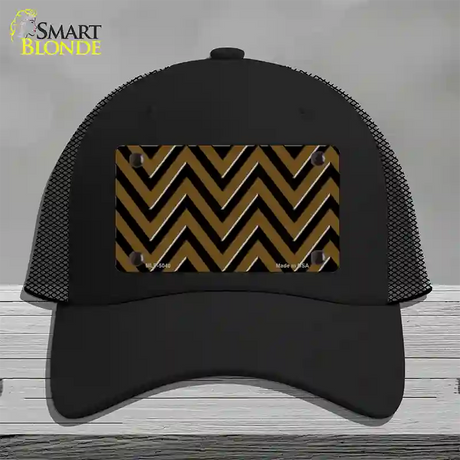 Brown Black Chevron Novelty License Plate Hat Mesh / Black