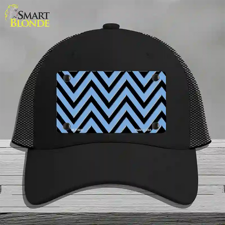 Light Blue Black Chevron Novelty License Plate Hat Mesh / Black