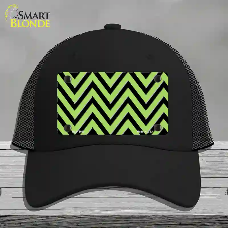 Lime Green Black Chevron Novelty License Plate Hat Mesh / Black