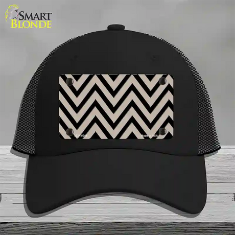 Tan Black Chevron Novelty License Plate Hat Mesh / Black