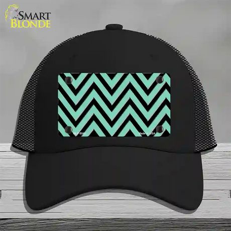 Mint Black Chevron Novelty License Plate Hat Mesh / Black