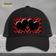 Red Black Chevon Hearts Novelty License Plate Hat Mesh / Black