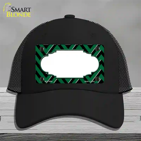 Green Black Chevron Scallop Novelty License Plate Hat Mesh / Black