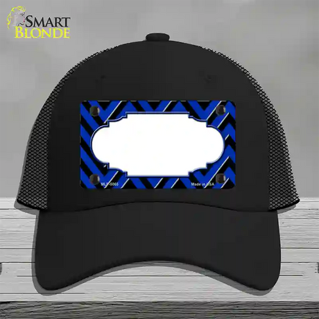 Blue Black Chevron Scallop Novelty License Plate Hat Mesh / Black