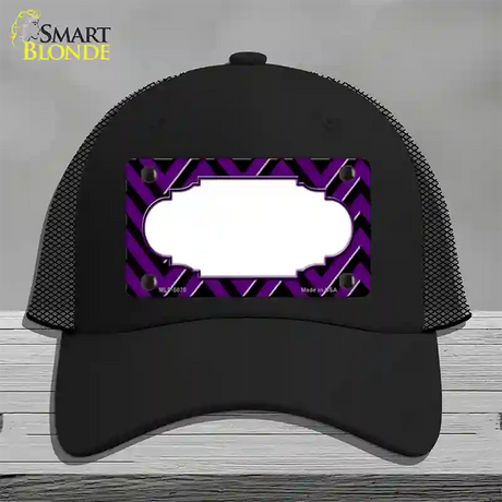 Purple Black Chevron Scallop Novelty License Plate Hat Mesh / Black