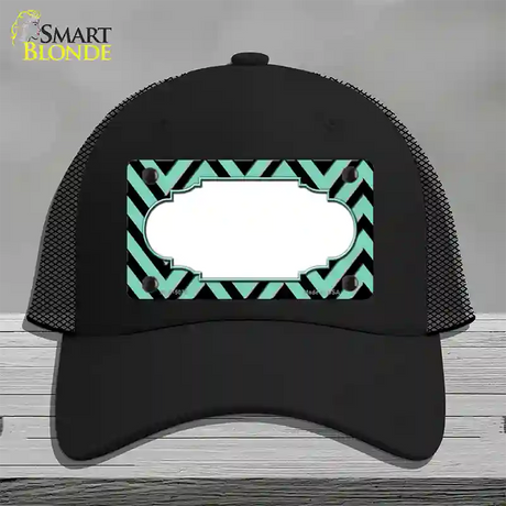 Mint Black Chevron Scallop Novelty License Plate Hat Mesh / Black