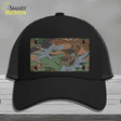 Textured Camouflage Novelty License Plate Hat Mesh / Black