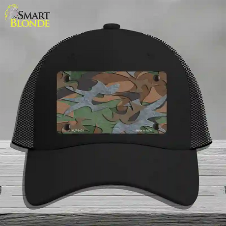 Textured Camouflage Novelty License Plate Hat Mesh / Black