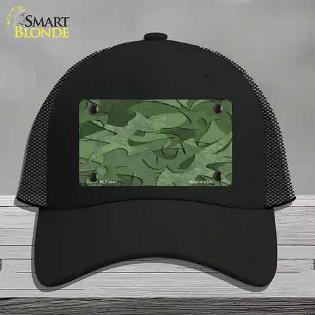 Green Camouflage Novelty License Plate Hat Mesh / Black