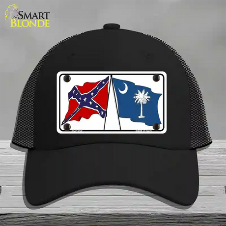 Confederate South Carolina State Flag Novelty License Plate Hat Mesh / Black