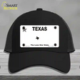 Texas White Blank Novelty License Plate Hat Mesh / Black