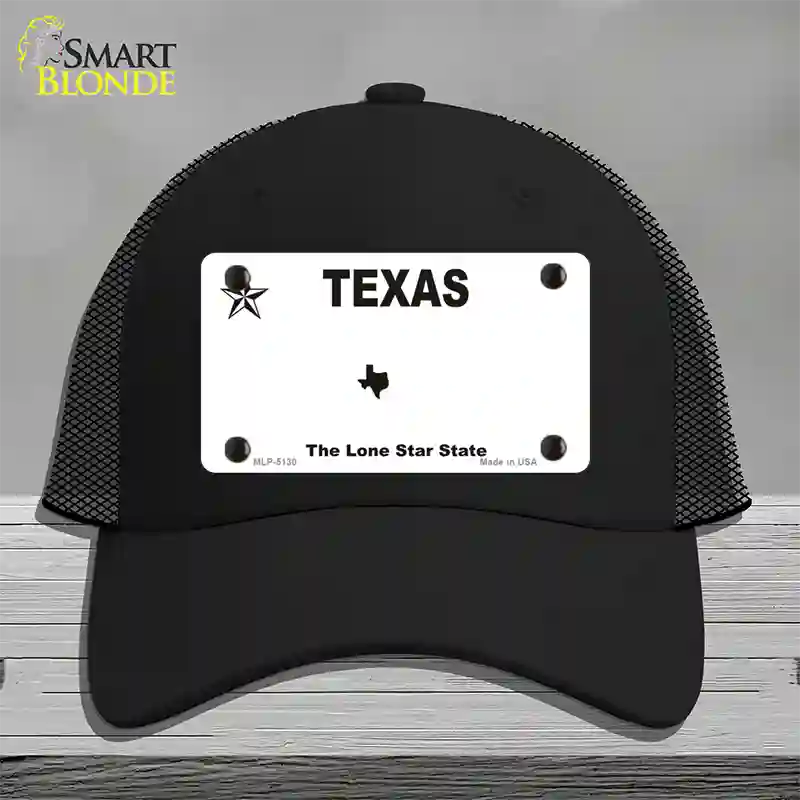 Texas White Blank Novelty License Plate Hat Mesh / Black