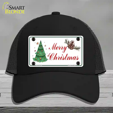 Merry Christmas Tree Novelty License Plate Hat Mesh / Black