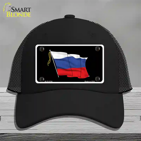 Russian Waving Flag Novelty License Plate Hat Mesh / Black