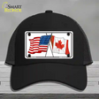 United States Canadian Flag Novelty License Plate Hat Mesh / Black