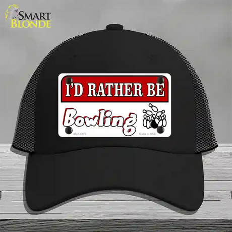 Rather Be Bowling Novelty License Plate Hat Mesh / Black