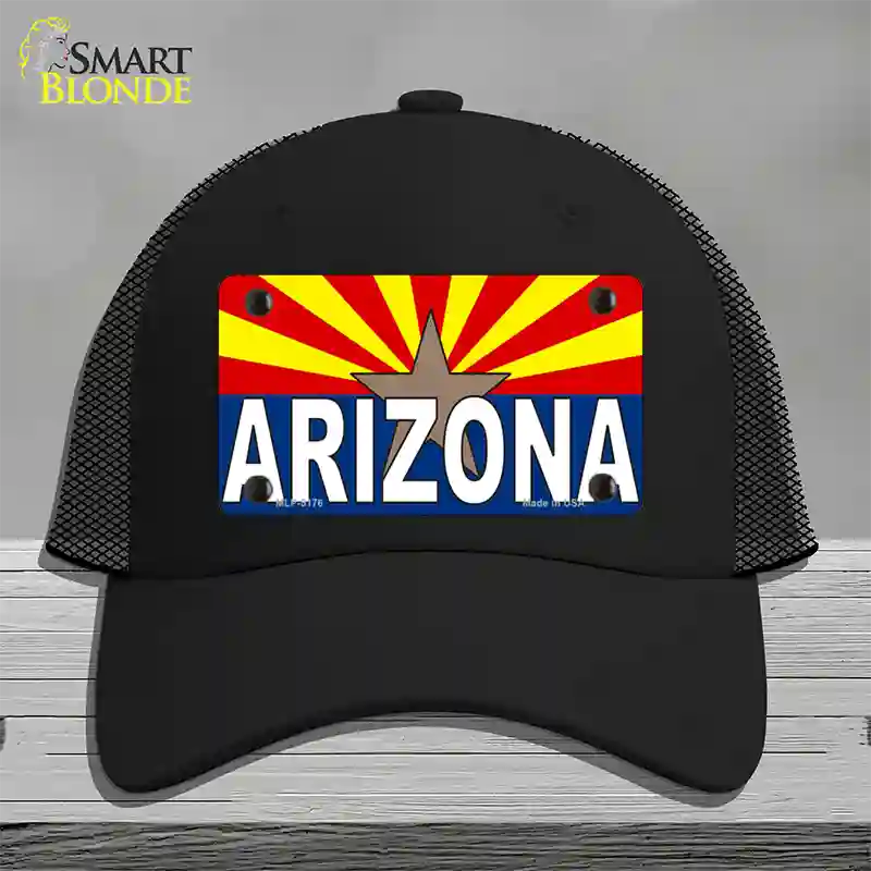 Arizona Flag White Arizona Novelty License Plate Hat Sign Mesh / Black