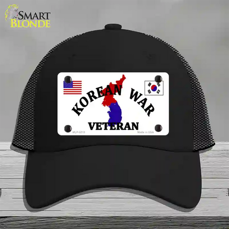 Korean War Veteran Novelty License Plate Hat Mesh / Black