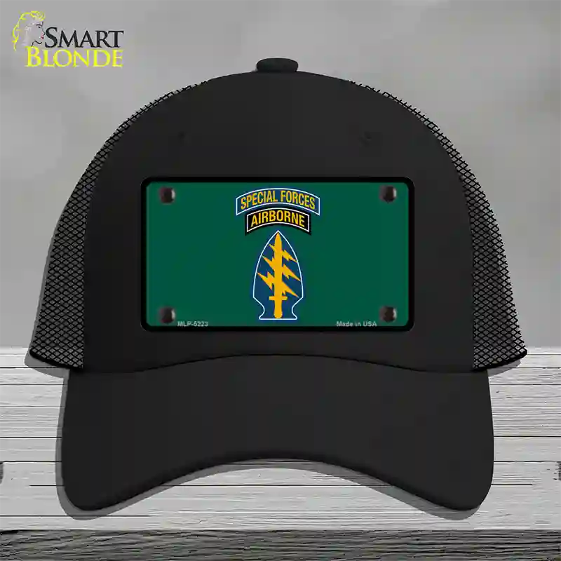 Special Forces Novelty License Plate Hat Mesh / Black