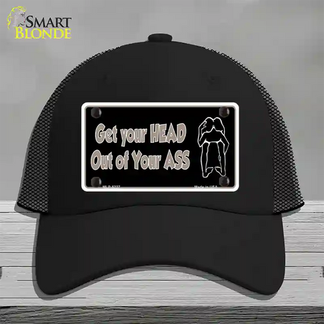 Head Out of Your Ass Novelty License Plate Hat Mesh / Black