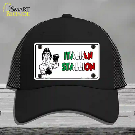 Italian Stallion Novelty License Plate Hat Mesh / Black