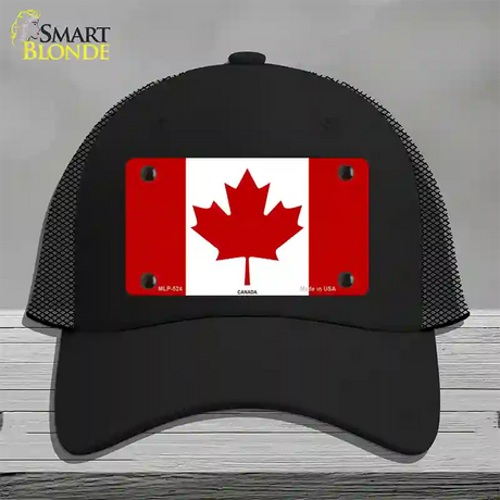 Canadian Flag Novelty License Plate Hat Mesh / Black