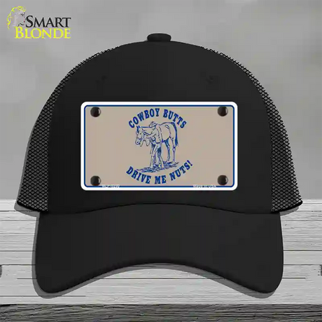 Cowboy Butts Novelty License Plate Hat Mesh / Black