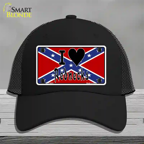 I Love Rednecks Novelty License Plate Hat Mesh / Black