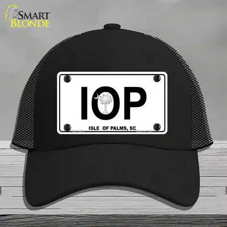 IOP Isle of Palms Novelty License Plate Hat Mesh / Black