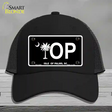 IOP Isle of Palms Black Novelty License Plate Hat Mesh / Black