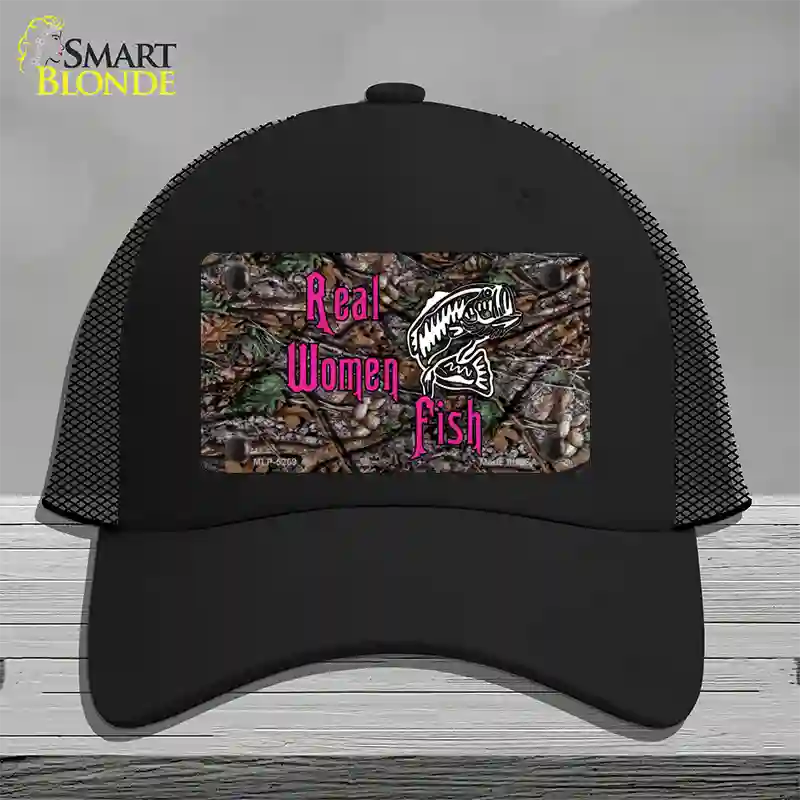 Real Women Fish Novelty License Plate Hat Mesh / Black