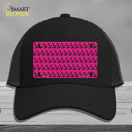 Pink Black Anchor Novelty License Plate Hat Mesh / Black