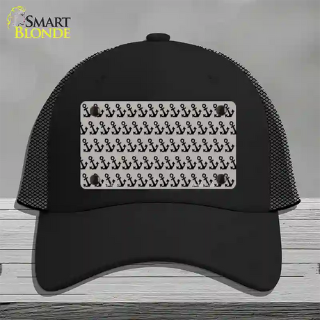 Grey Black Anchor Novelty License Plate Hat Mesh / Black