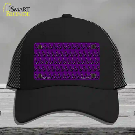 Purple Black Anchor Novelty License Plate Hat Mesh / Black