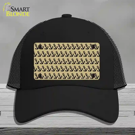 Gold Black Anchor Novelty License Plate Hat Mesh / Black