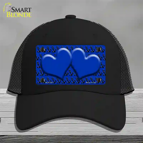 Blue Black Anchor Blue Heart CenterNovelty License Plate Hat Mesh / Black