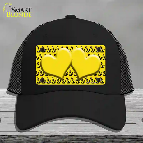 Yellow Black Anchor Yellow Heart Center Novelty License Plate Hat Mesh / Black