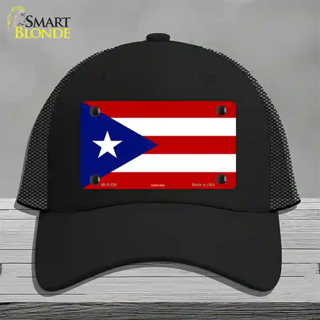 Puerto Rico Flag Novelty License Plate Hat Mesh / Black