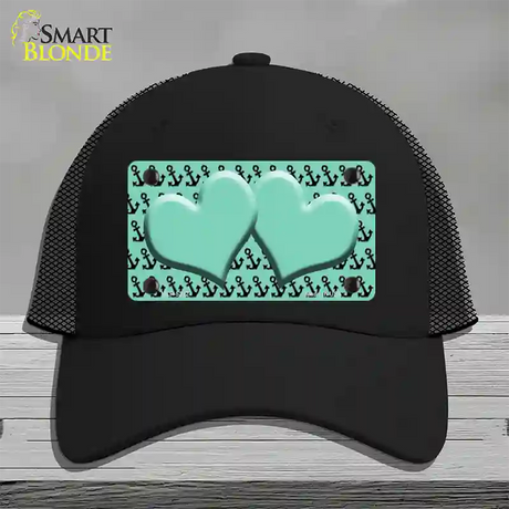 Mint Black Anchor Mint Heart Center Novelty License Plate Hat Mesh / Black