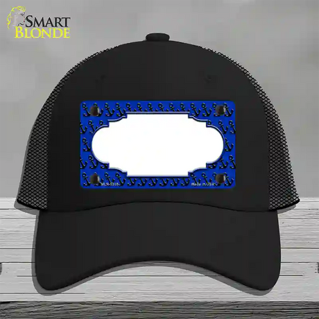 Blue Black Anchor Scallop Center Novelty License Plate Hat Mesh / Black