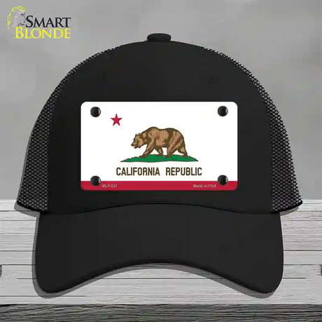 California State Flag Novelty License Plate Hat Mesh / Black