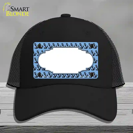 Light Blue Black Anchor Scallop Center Novelty License Plate Hat Mesh / Black