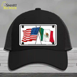 United States Mexico Flag Novelty License Plate Hat Mesh / Black