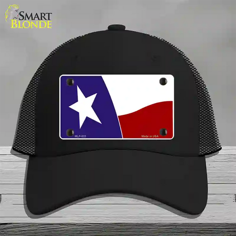 Texas State Flag Waving Novelty License Plate Hat Mesh / Black