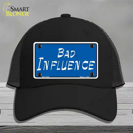 Bad Influence Novelty License Plate Hat Mesh / Black