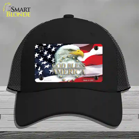 God Bless America Eagle Novelty License Plate Hat Mesh / Black